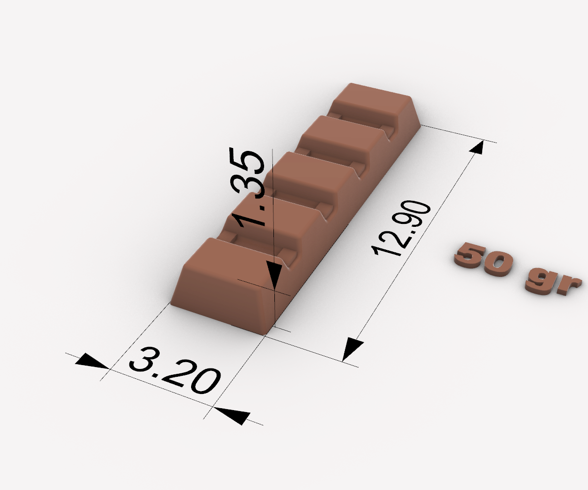 Molde de alta calidad para hacer tus propias barras de chocolate de 50 gramos.