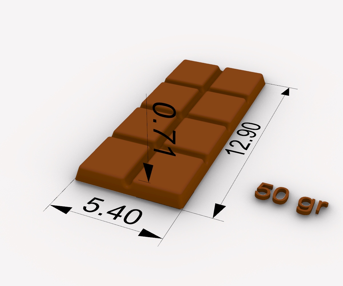 Molde de alta calidad para hacer tus propias tabletas de chocolate de 50 gramos.