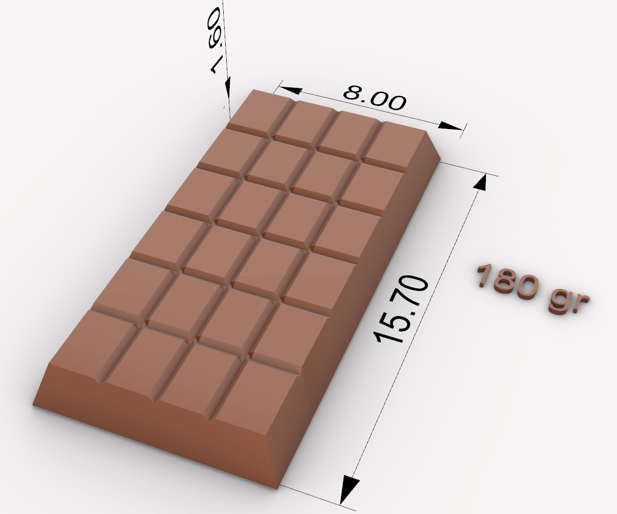 Molde de alta calidad para hacer tus propias tabletas de chocolate de 180 gramos.